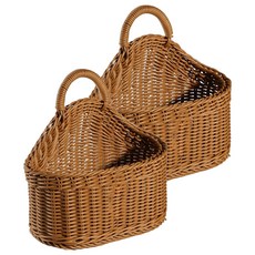 BUBU藤製壁掛籃, 單色, 2個