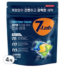 세븐랩 트리플 파워 일반 드럼 겸용 캡슐 세탁세제 티트리 오일향, 50개입, 4개