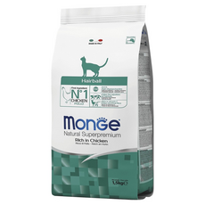 monGe 瑪恩吉 天然全能化毛成貓 乾飼料, 雞肉, 1.5kg, 1袋