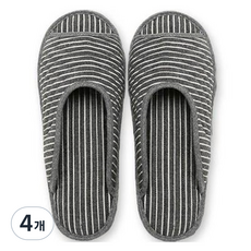 JAJU 絎縫簡約線條可水洗室內拖鞋, 深灰色, 4個