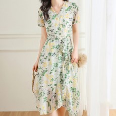 Paperments 綠色Yelly雪紡傘狀蝴蝶結連身裙 04231 含大尺碼, 綠色