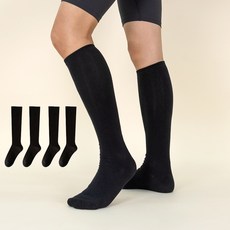 골드만싹스 여성용 스포츠 베이직 라인 코튼 무지 니삭스 4켤레, 블랙