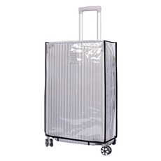 FANCY LIFE 行李箱保護套 加厚PVC材質 防刮耐用 輕輕鬆單向套入, 24吋, 透明