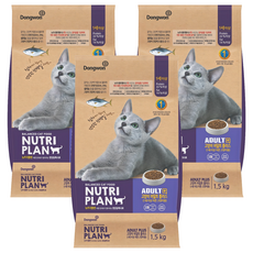 동원뉴트리플랜 어덜트 고양이 플러스 건식사료, 참치, 1.5kg, 3개 참치, 1.5kg, 3개