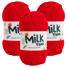 Knitt 牛奶紗編織線, 3個, 10 紅色