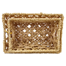 HOLA 和樂家居 手工編織矩形收納籃2件組, 1組, 編織 棕色