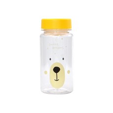 小熊印花透明水瓶, 黃色, 350ml, 1個