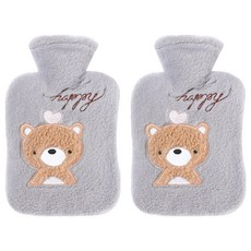 퀵살림 보온 손난로 프란넬 커버 따듯한 물주머니 01 밝은 회색, 2개