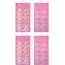 속옷 양말 양면 수납걸이 15칸, 핑크, 2개
