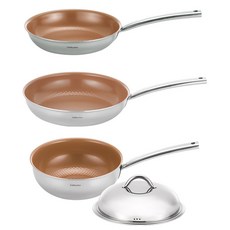 EDELKOCHEN 電磁爐IH Easy Prism不鏽鋼平底鍋3件組, 單一顏色, 平底鍋24cm + 28cm + 炒鍋24cm