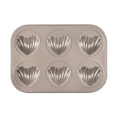 아노마드 줄무늬 하트 마들렌틀 팬 6구 골드, 1개