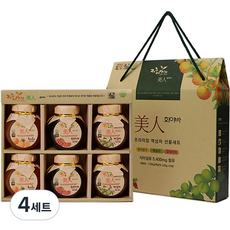 제주이야기 미인 화이바 꼬마 6종 액상차 선물세트, 한라봉차 + 오미자차 + 매실차, 4세트
