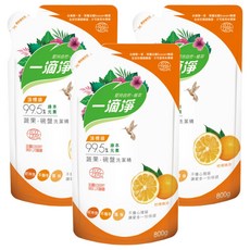 一滴淨 蘆薈多酚食品用洗潔精 柑橘, 800g, 3包