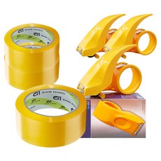 Shin Hung 封箱膠帶 50M 透明 +黃色 高級切割器, 3套
