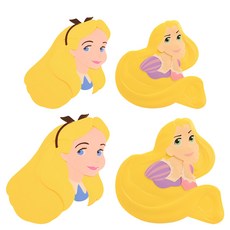 CHILSUNG 迪士尼公主造型手持美妝鏡 2入組, 愛麗絲，長發公主, 2組