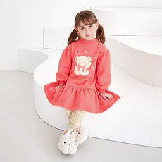 WALTONKIDS 女童小熊貼花刷毛洋裝