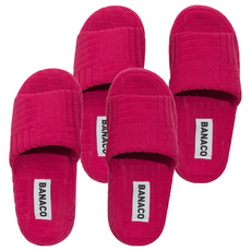banaco 鮮豔毛圈室內拖鞋, 粉紅色, 2套