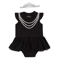 La Chamade 日安朵朵 女嬰雪紡蓬蓬裙連身衣 MIT台灣製奧黛莉赫本 短袖 黑色