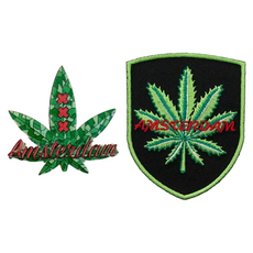 A-ONE 匯旺 荷蘭阿姆斯特丹大麻造型立體冰箱貼 + 大麻造型背膠補丁2件組, 7.5 x 6cm, C95 + 107