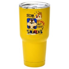 OTTO 崴昇 雙層不鏽鋼真空 冰霸保冰保溫杯 巨無霸鋼杯 酷冰杯 隨行杯 10 x 10 x 20cm, 奇奇蒂蒂 黃色, 900ml, 1個