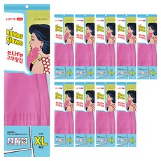 LOTTE eLife 橡膠手套, 粉色, XL, 10組