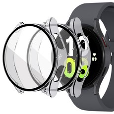 루아르모 갤럭시워치 액정보호 강화유리 풀커버 케이스 2p, 투명, 투명