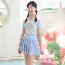 CocoDream 女款青少年褶皺迷你連身裙防曬泳衣 1520