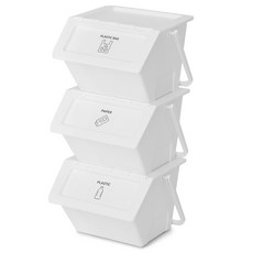 comet 多功能日常分類回收箱 3格, 白色, 1組