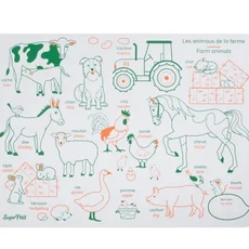 Super Petit 玩中學矽膠餐墊, 農場動物 Set, 1個