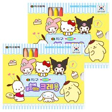 GLOBE CHEMICAL 三麗鷗不沾手蠟筆, 2個, 24 種顏色