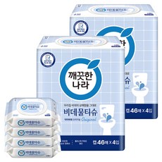 깨끗한나라 닥터비데 화장실용 물티슈 캡형, 46매, 8개