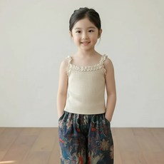 꼰띠키즈 여아용 프릴 끈나시 티셔츠