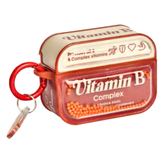 Wakcas 維他命B滾珠 耳機保護殼, 紅色, 1個, Airpods 4