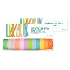 Tucobi 馬卡龍膠帶 12 色 15mm, 糖果, 2組