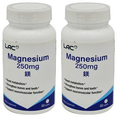 LAC 利維喜 鎂250食品錠 支持骨骼與牙齒的正常發育 促進健康成長, 90顆, 2罐