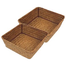 Gongganlove 正方形藤編籃, 自然色, 2個