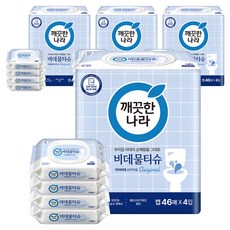 깨끗한나라 닥터비데 화장실용 물티슈 캡형, 46매, 16개