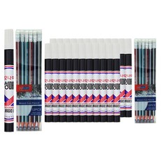 monAmi 油性麥克筆 12入 + 斯凱格羅里 三角橡皮擦鉛筆 12入 套裝, 黑色, 2套