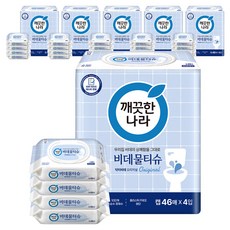 깨끗한나라 닥터비데 화장실용 물티슈 캡형, 46매, 24개