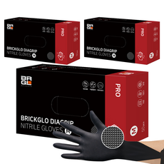 브릭글로 다이아그립 프로 니트릴 장갑 50p, 블랙, M, 3개