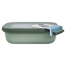 MEPAL方形密封保鮮盒 可放冰箱冷藏及冷凍庫 上蓋無膠條100%密封防漏 移除上蓋即可進微波爐 洗碗機也沒問題, 17.6 x 12.6 x 5.1cm 鼠尾草綠 145g 500ml, 1個