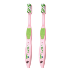 DOOBY 大眼蛙 兒童雙面止滑牙刷 + 蓋 5~7歲, 顏色隨機, 1支, 2組