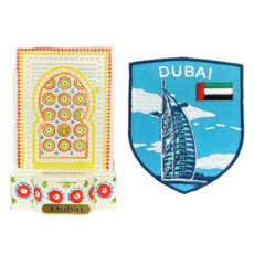 A-ONE 匯旺 杜拜冰箱便簽留言貼 + 阿拉伯 UAE 杜拜帆船Patch刺繡士氣章 Set, 杜拜 + 阿拉伯 黃色 + 藍色