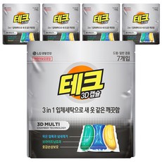 테크 3D 캡슐세제 3챔버 일반 / 드럼 겸용 리필, 7개입, 5개