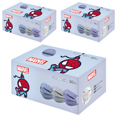 ONEDER 旺達棉品 漫威蜘蛛人兒童平面口罩 (30片/盒), 宇宙藍/午夜藍/銀河灰, 3盒