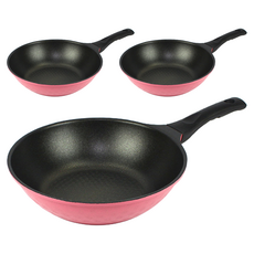 Kitchen-Art New Bon鑽石深炒鍋 粉紅色, 24cm, 3個