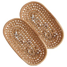 Gongganlove 藤編橢圓形托盤, 單一顏色, 2個