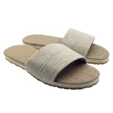 台灣犀利趴 和風系列 棉麻室內家居拖鞋, 軟橡膠鞋底 耐磨防滑, 爵色米, 1雙