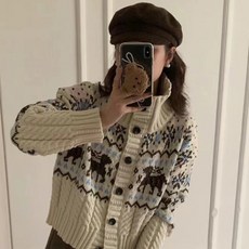 女款Central魯道夫北歐風高領針織開襟衫