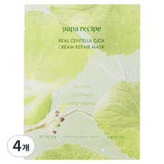 papa recipe 真實積雪草CICA修護霜面膜, 4個, 1入